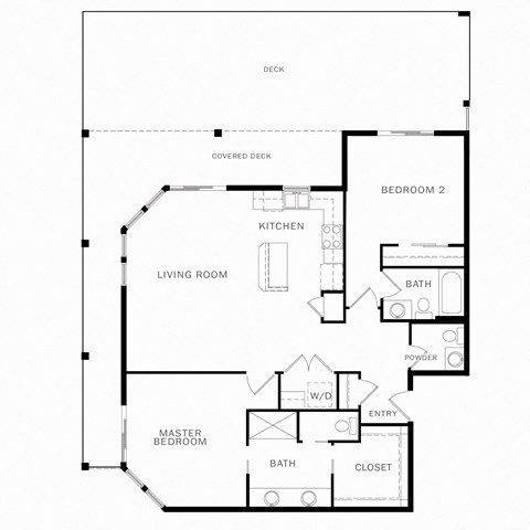 Floor plan for 2 beds, 2 baths, 1215 sqft